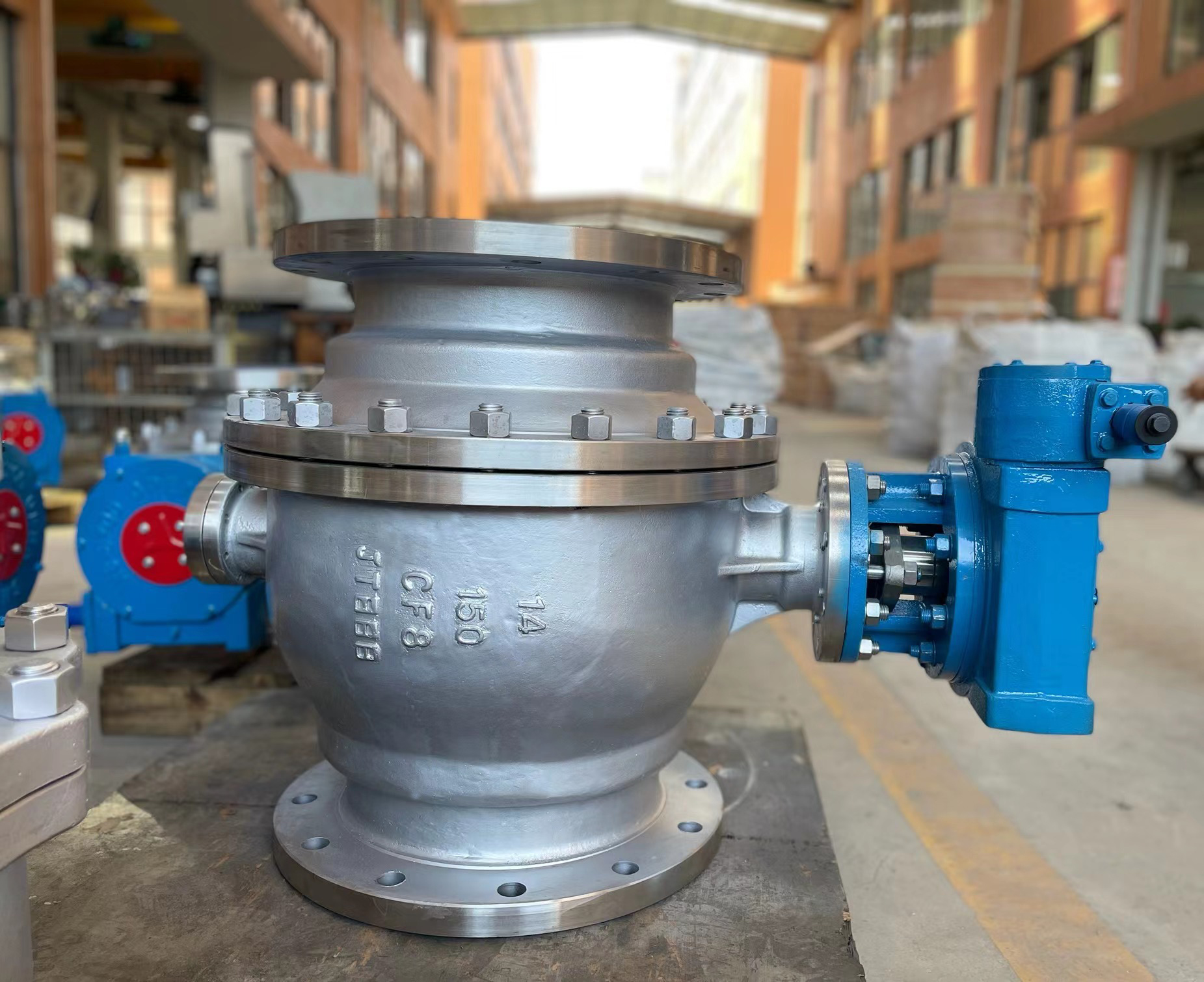 trunnion mounted flange ball valve 14 150lb A351 CF8 worm gear