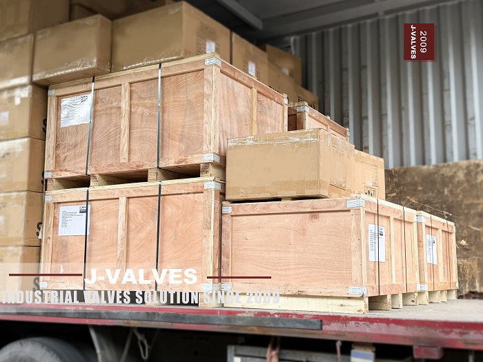 Ball Valve Marking, Packing and Export Documents Ball valves in seaworthy export packing with end protection at the J-VALVES warehouse