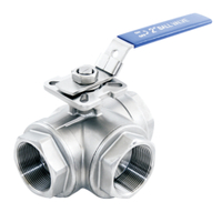 3 Way Floating Stainless Steel Threaded Ball Valve with ISO5211 Mounting Pad