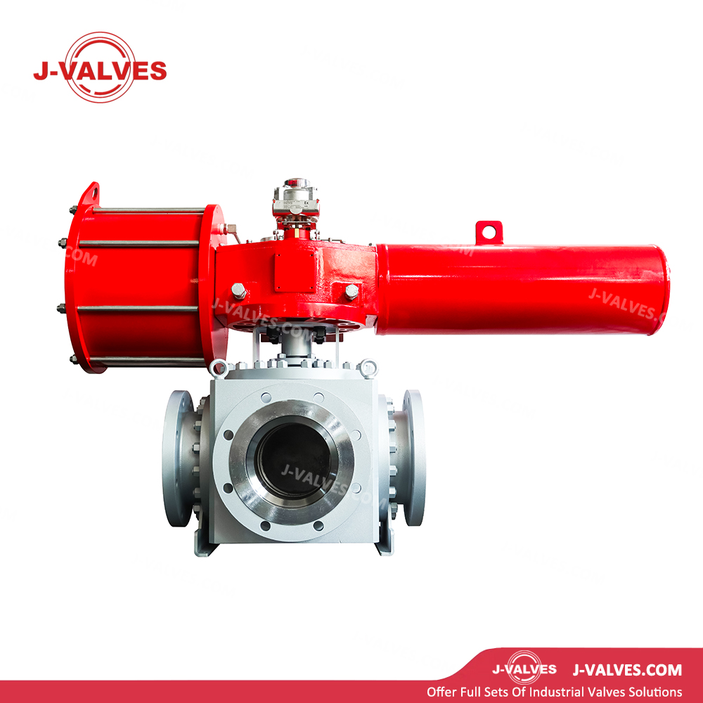 Four Way Floating Ball Valve with Pneumatic Actuator