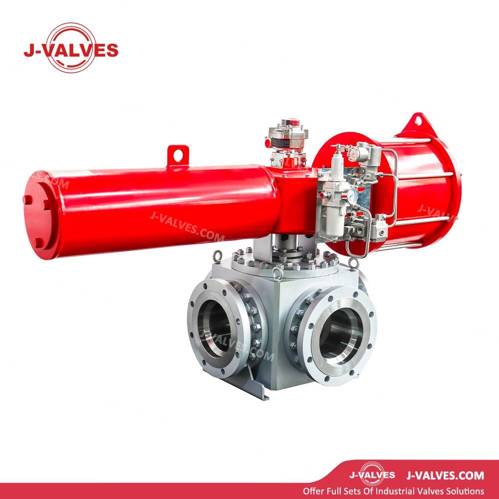 Four Way Floating Ball Valve with Pneumatic Actuator