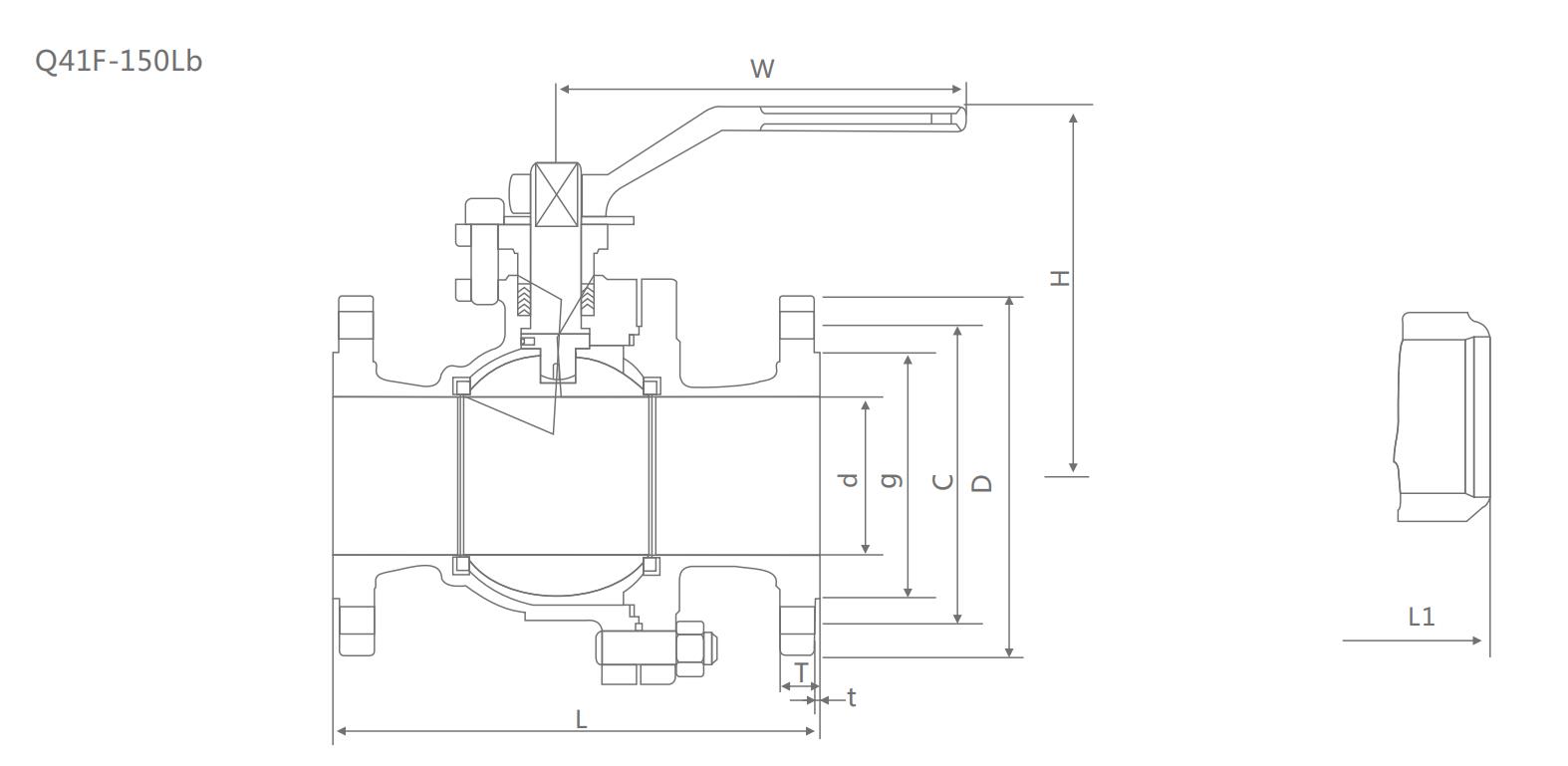 Q41F-150LB FIRE SAFE TWO PIECE FLANGE BALL VALVE