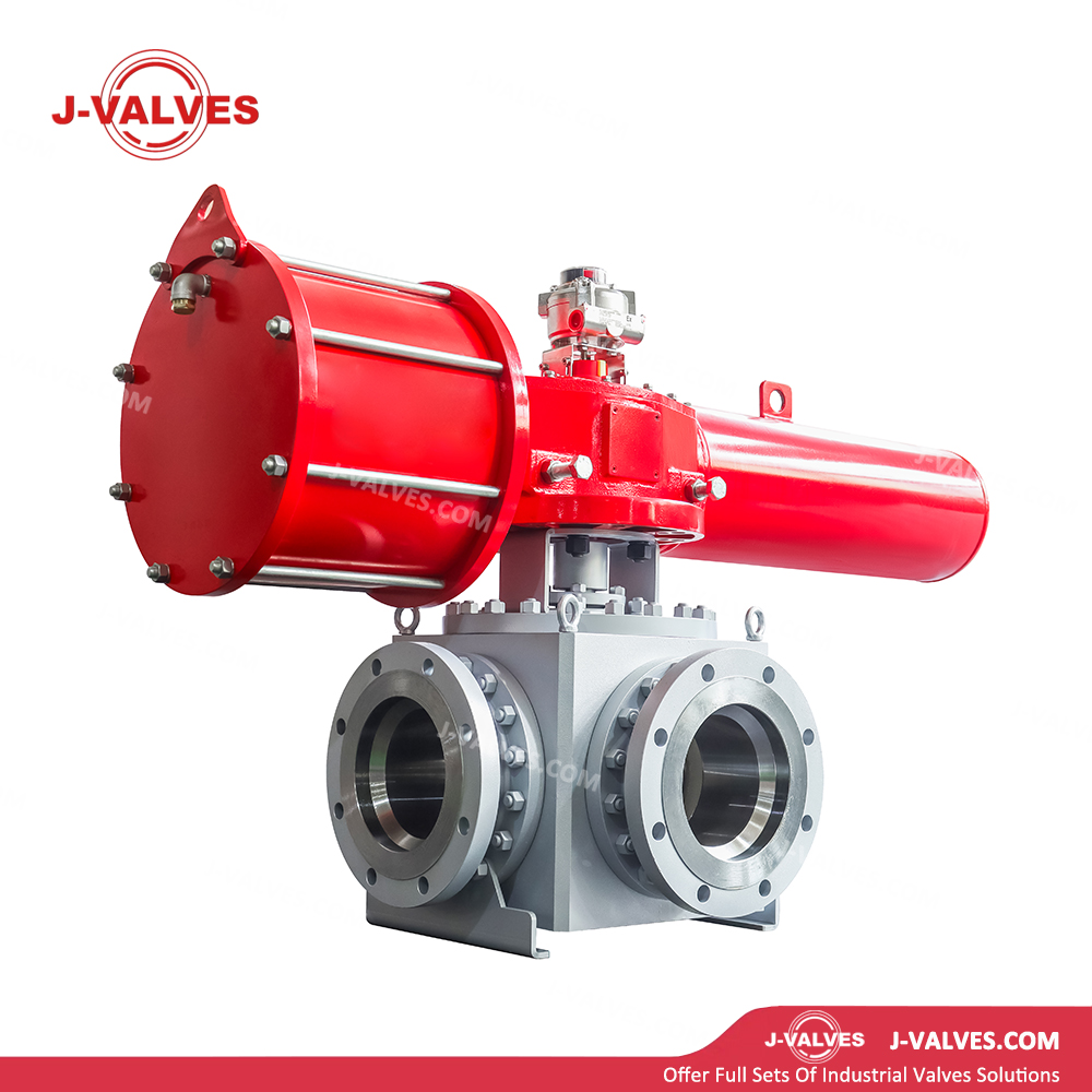 Four Way Floating Ball Valve with Pneumatic Actuator