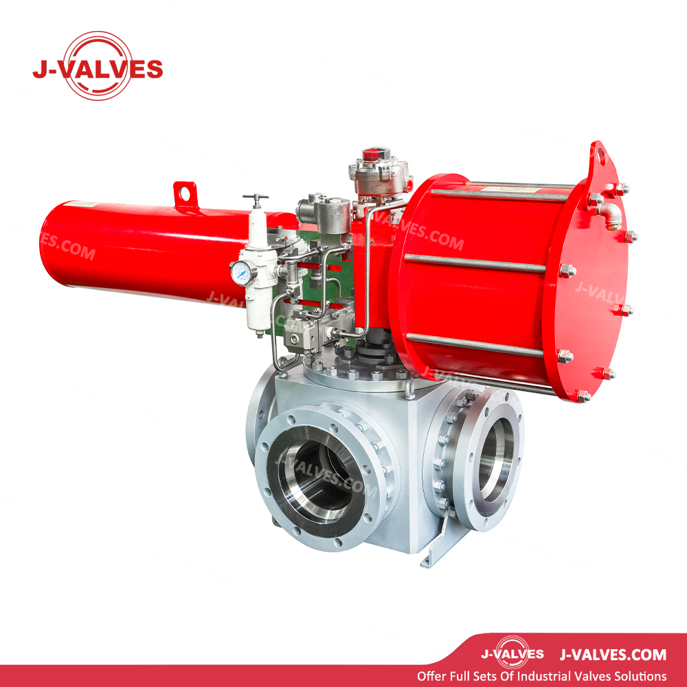 Four Way Floating Ball Valve with Pneumatic Actuator