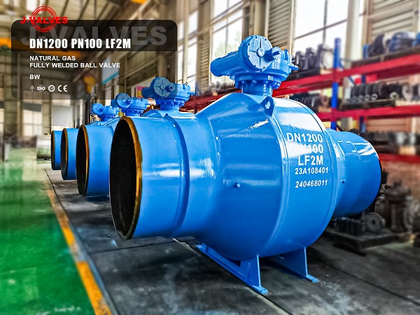 DN1200 PN100 LF2M Fully Welded Forged Ball Valve Project Case: J-VALVES Large Bore Cryogenic Buried Valve Application for Natural Gas Trunk Line