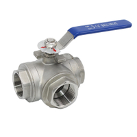 3 Way Floating Stainless Steel 1000WOG NPT Female Threaded Ball Valve