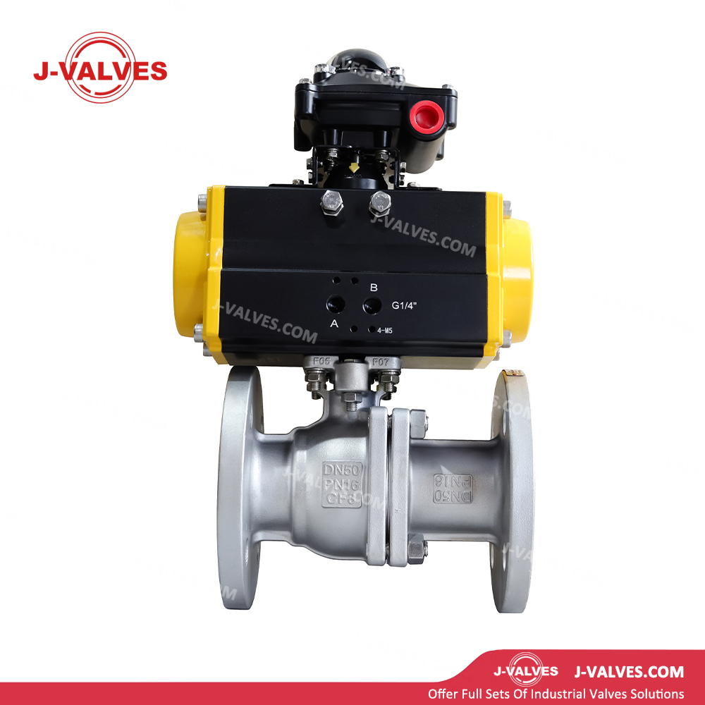 DN50 PN16 CF8 Pneumatic Two Piece Floating Ball Valve