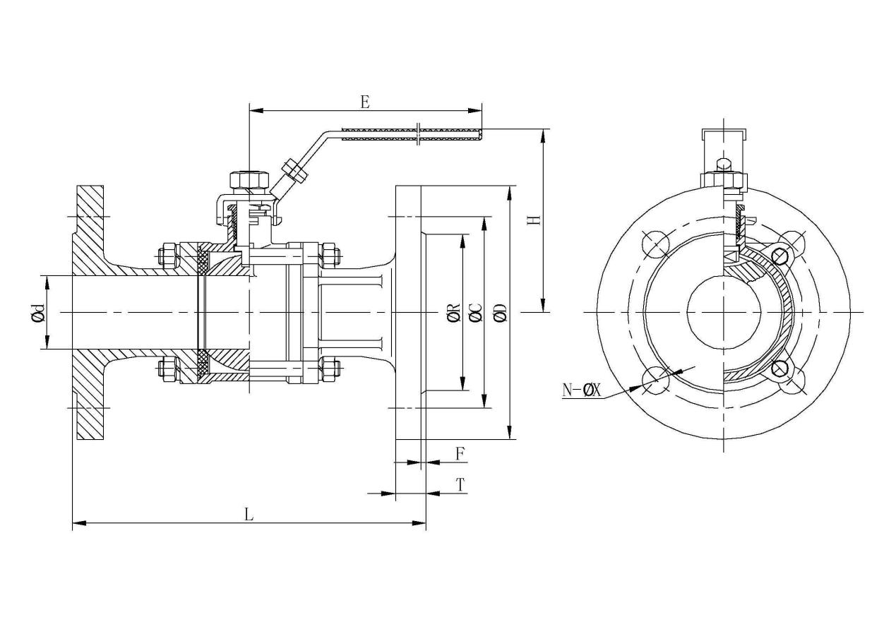 3pc ss flange ball valve DIN- masoneilan valve