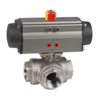 Three Way Floating Stainless Steel Threaded L/T port Ball Valve with Pneumatic Actuator