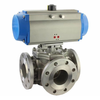 API/DIN/JIS Flange Floating Three Way Ball Valve with Pneumatic Actuator