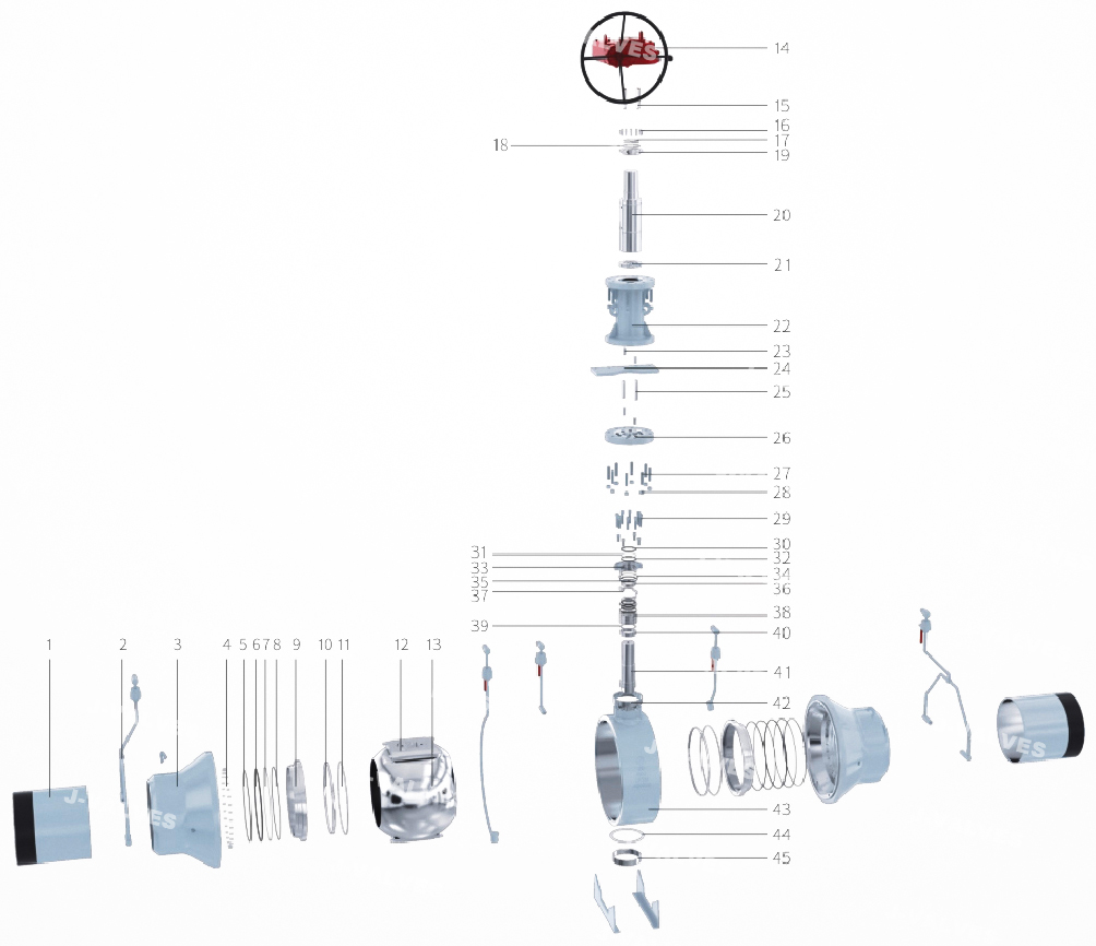 全焊接球阀3D分解图