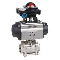 Stainless Steel Three Piece Floating Screwed NPT 1000PSI Ball Valve with Pneumatic Actuator 