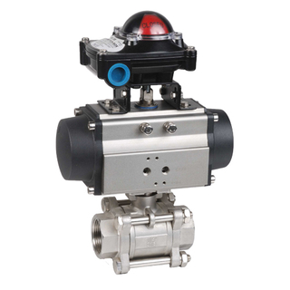 Stainless Steel Three Piece Floating Screwed NPT 1000PSI Ball Valve with Pneumatic Actuator 