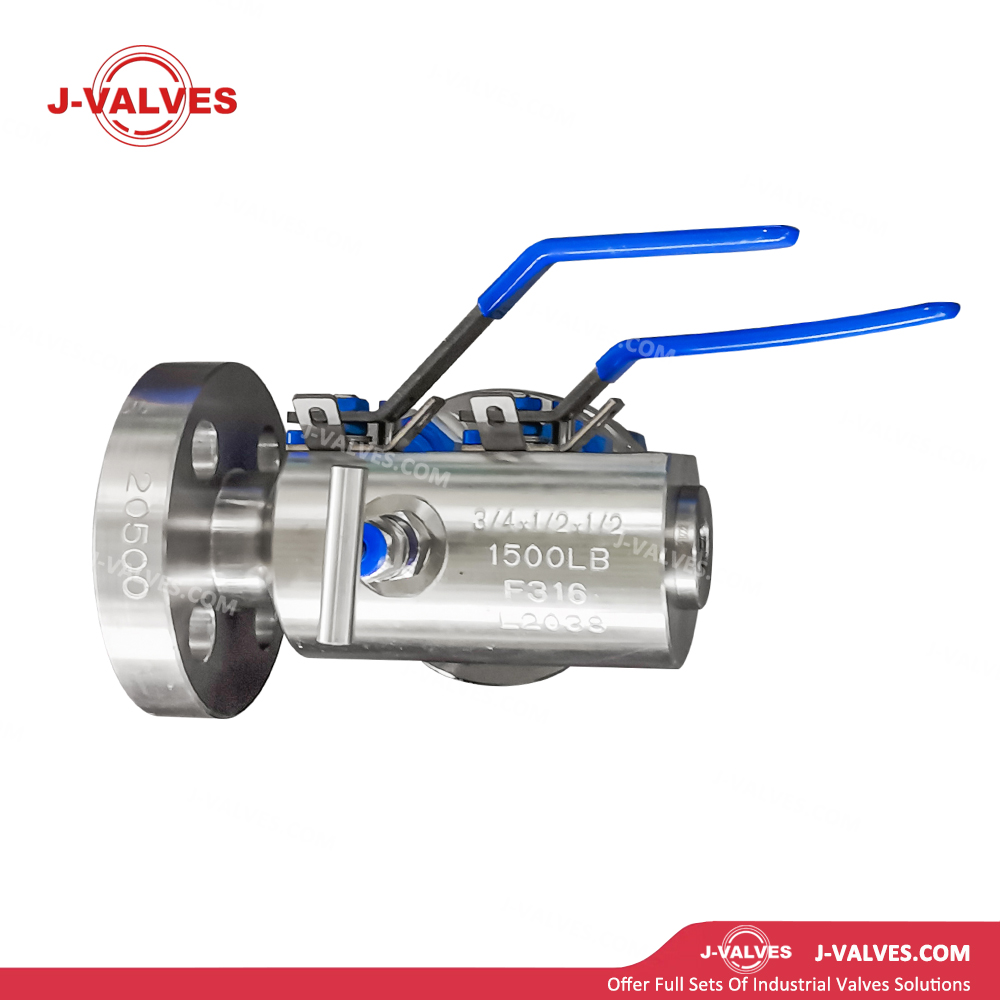 0.75"x0.5"x0.5" 1500LB F316 Stainless Steel DBB Ball Valve