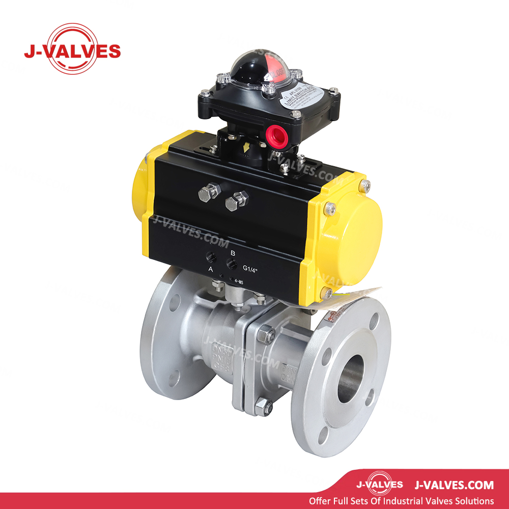 DN50 PN16 CF8 Pneumatic Two Piece Floating Ball Valve