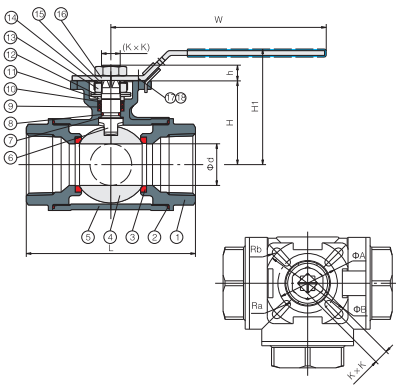 3 way stainless steel ball valve-1