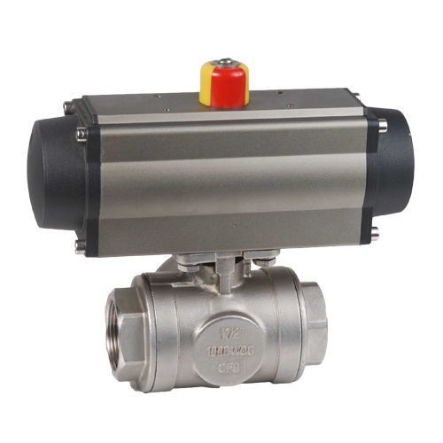 Three Way Floating Stainless Steel Threaded L/T port Ball Valve with Pneumatic Actuator