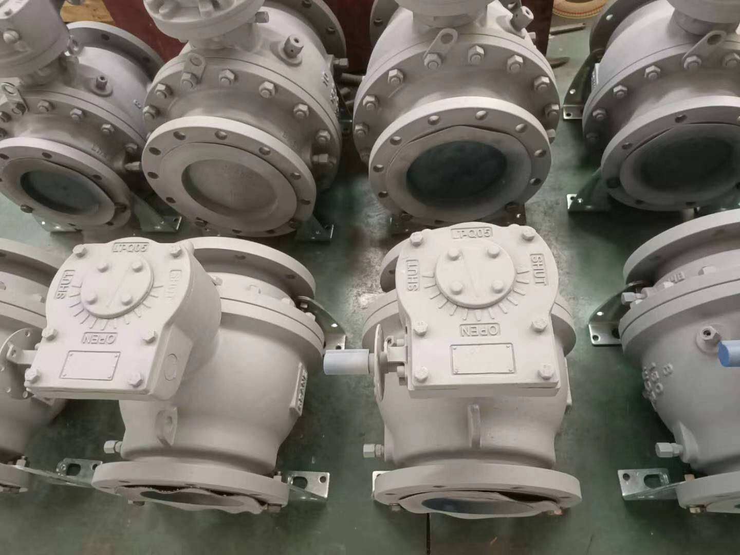 API6D carbon steel WCB 2pc flange trunnion mounted ball valve with worm operated