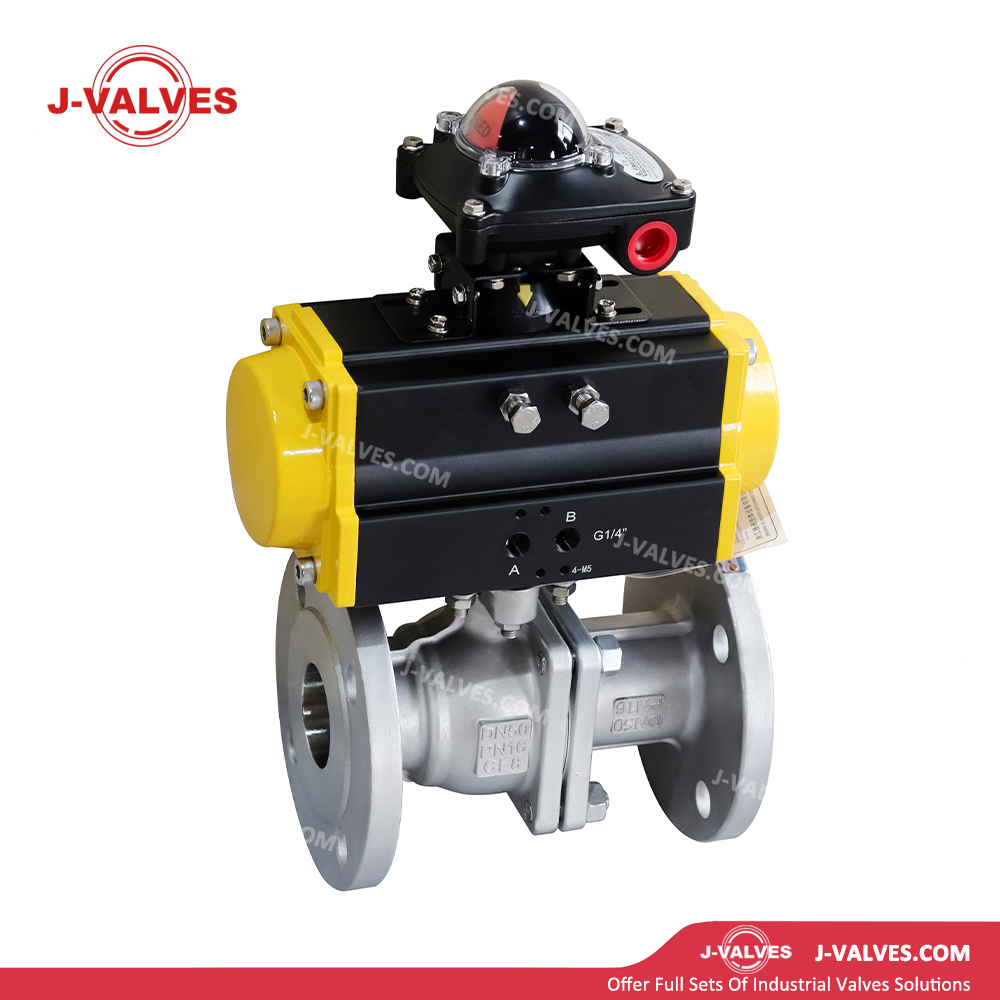DN50 PN16 CF8 Pneumatic Two Piece Floating Ball Valve