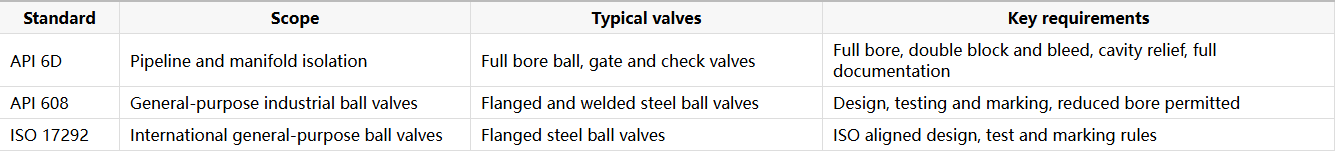 api-6d-vs-api-608-vs-iso-17292-ball-valve-standards
