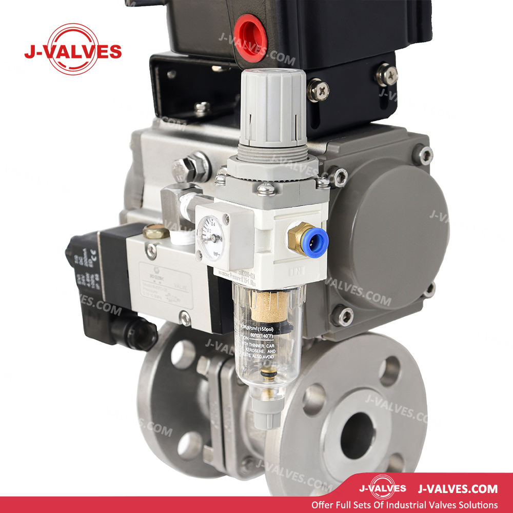1"150LB CF8 Flanged Floating Ball Valve Pneumatic 