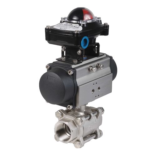 Stainless Steel Three Piece Floating Screwed NPT 1000PSI Ball Valve with Pneumatic Actuator 